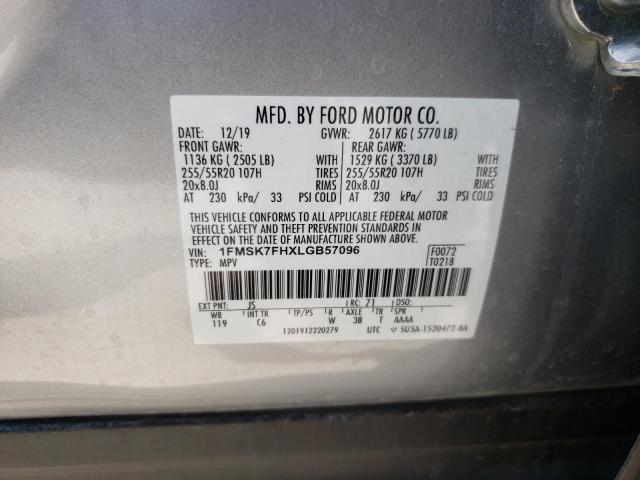 Photo 10 from auction – 2020 FORD EXPLORER L with VIN 1FMSK7FHXLGB57096