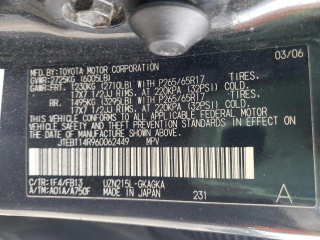 Photo 10 from auction – 2006 TOYOTA 4RUNNER SR with VIN JTEBT14R960062449