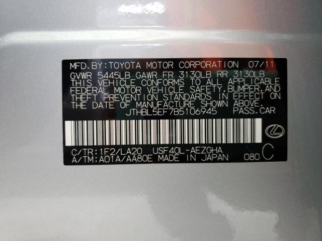Photo 10 from auction – 2011 LEXUS LS 460 with VIN JTHBL5EF7B5106945