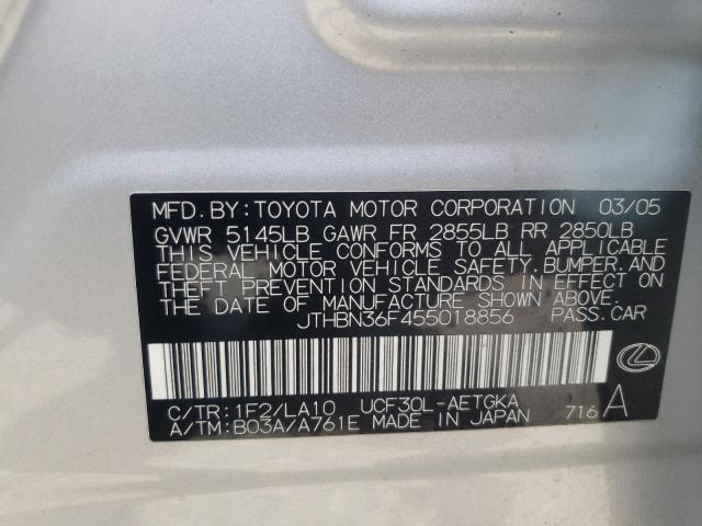 Photo 10 from auction – 2005 LEXUS LS 430 with VIN JTHBN36F455018856