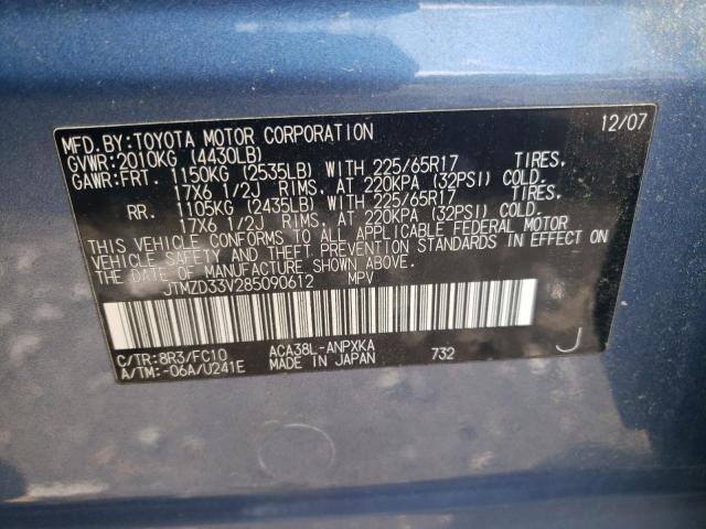 Photo 10 from auction – 2008 TOYOTA RAV4 with VIN JTMZD33V285090612