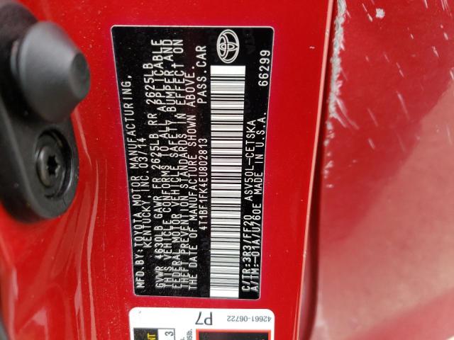 Photo 10 from auction – 2014 TOYOTA CAMRY L with VIN 4T1BF1FK4EU802813