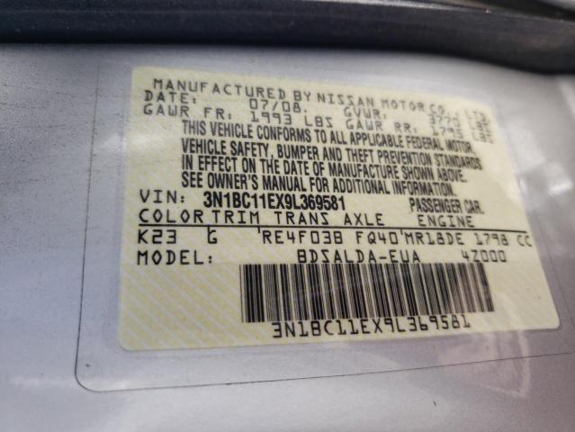 Photo 10 from auction – 2009 NISSAN VERSA S with VIN 3N1BC11EX9L369581