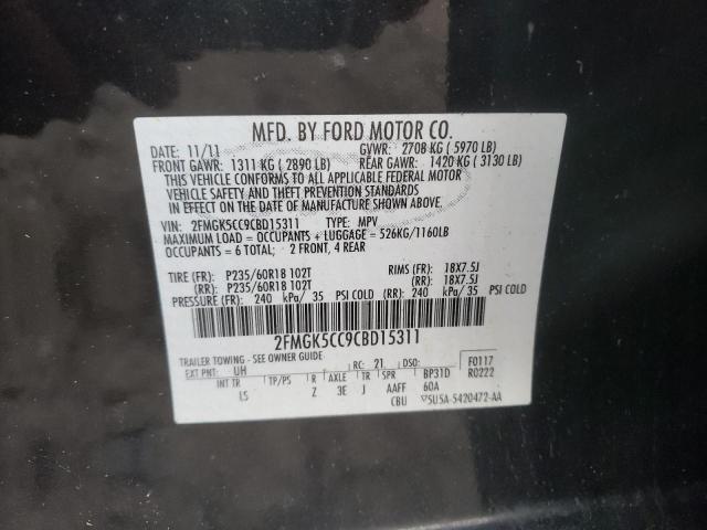 Photo 10 from auction – 2012 FORD FLEX SEL with VIN 2FMGK5CC9CBD15311