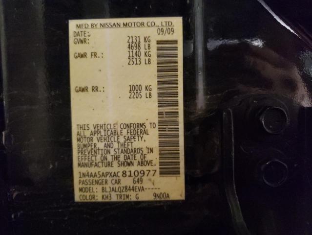 Photo 10 from auction – 2010 NISSAN MAXIMA S with VIN 1N4AA5APXAC810977