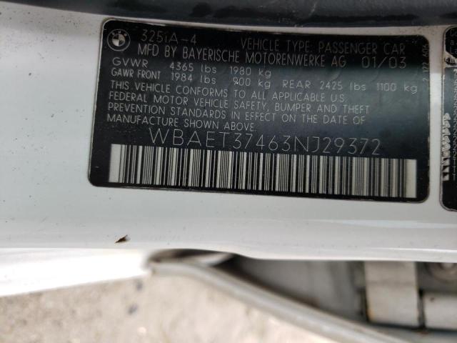 Photo 10 from auction – 2003 BMW 325 I with VIN WBAET37463NJ29372