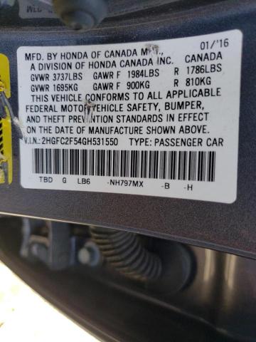 Photo 10 from auction – 2016 HONDA CIVIC LX with VIN 2HGFC2F54GH531550