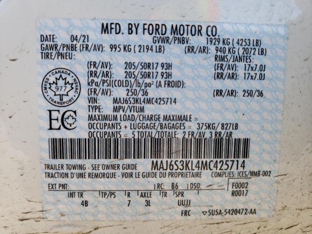 Photo 10 from auction – 2021 FORD ECOSPORT T with VIN MAJ6S3KL4MC425714