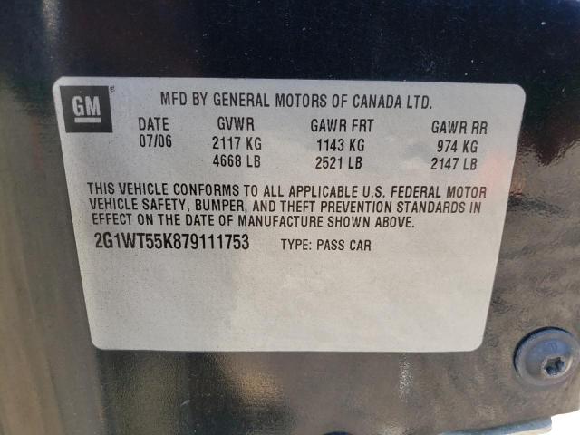 Photo 10 from auction – 2007 CHEVROLET IMPALA LT with VIN 2G1WT55K879111753
