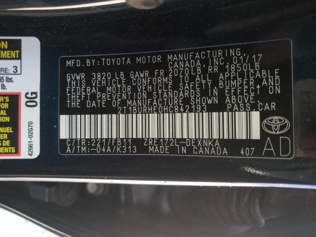 Photo 10 from auction – 2017 TOYOTA COROLLA L with VIN 2T1BURHE0HC842193