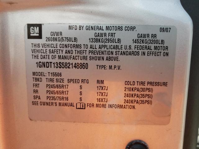Photo 10 from auction – 2008 CHEVROLET TRAILBLAZE with VIN 1GNDT13S582148860