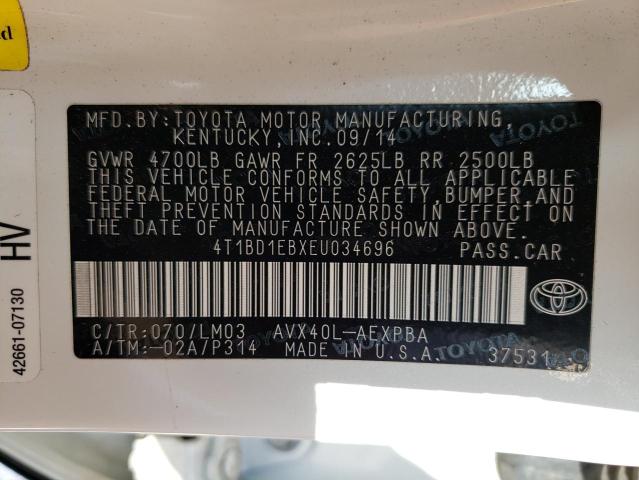 Photo 10 from auction – 2014 TOYOTA AVALON HYB with VIN 4T1BD1EBXEU034696