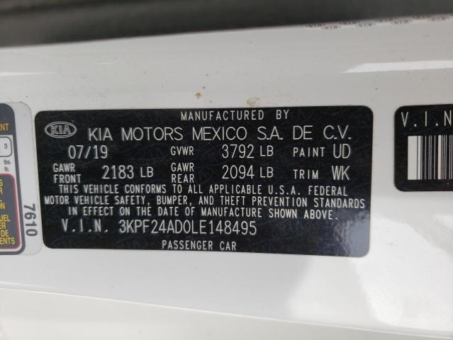 Photo 10 from auction – 2020 KIA FORTE FE with VIN 3KPF24AD0LE148495
