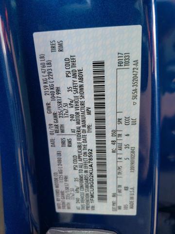 Photo 10 from auction – 2019 FORD ESCAPE SE with VIN 1FMCU9GD2KUA78592