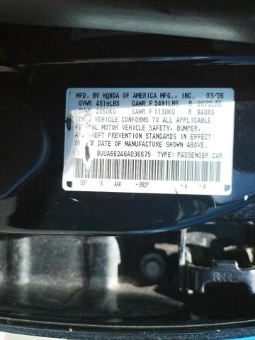 Photo 10 from auction – 2006 ACURA TL with VIN 19UUA66246A036675
