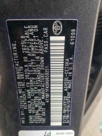 Photo 10 from auction – 2017 TOYOTA CAMRY LE with VIN 4T1BF1FK0HU659251
