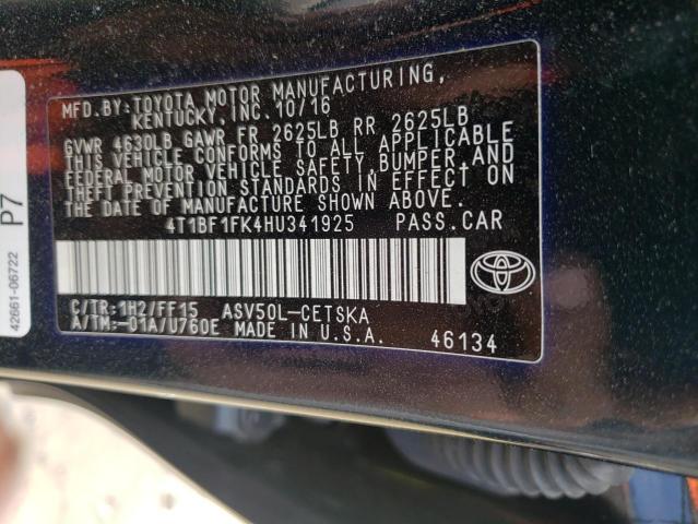 Photo 10 from auction – 2017 TOYOTA CAMRY LE with VIN 4T1BF1FK4HU341925