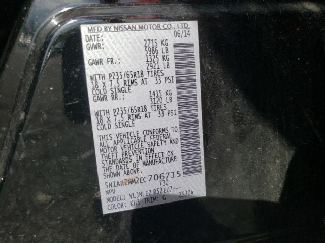 Photo 10 from auction – 2014 NISSAN PATHFINDER with VIN 5N1AR2MM2EC706715