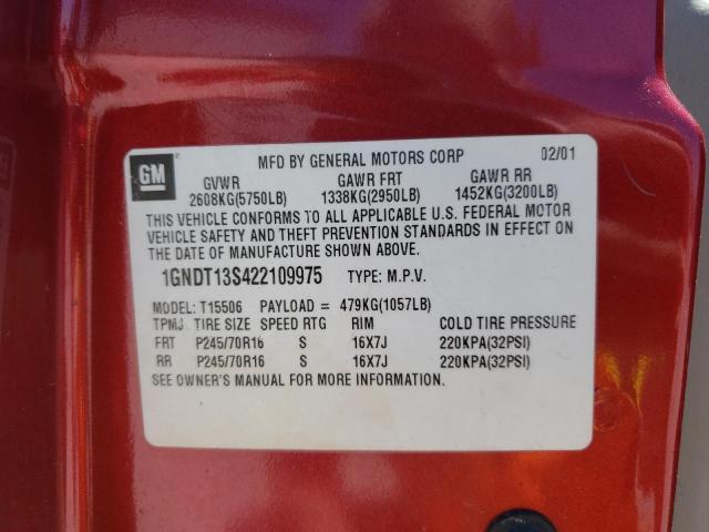 Photo 10 from auction – 2002 CHEVROLET TRAILBLAZE with VIN 1GNDT13S422109975