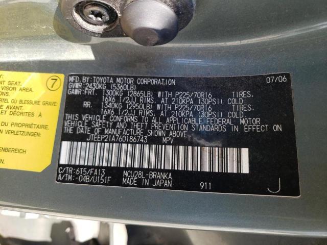 Photo 10 from auction – 2006 TOYOTA HIGHLANDER with VIN JTEEP21A760186743