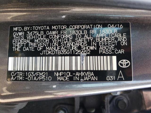 Photo 10 from auction – 2016 TOYOTA PRIUS C with VIN JTDKDTB35G1125652