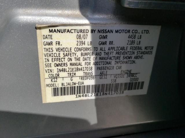 Photo 10 from auction – 2008 NISSAN ALTIMA 3.5 with VIN 1N4BL21E18N417038