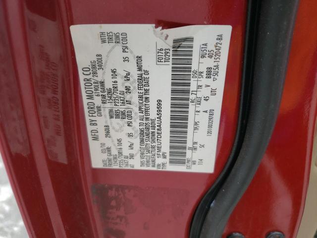 Photo 10 from auction – 2010 FORD EXPLORER X with VIN 1FMEU7DE8AUA59599