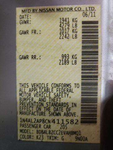 Photo 10 from auction – 2012 NISSAN ALTIMA BAS with VIN 1N4AL2AP8CN411582