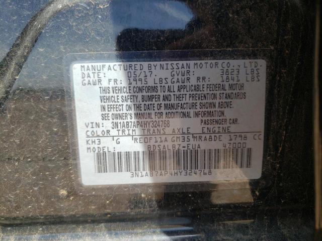 Photo 10 from auction – 2017 NISSAN SENTRA S with VIN 3N1AB7AP4HY324768