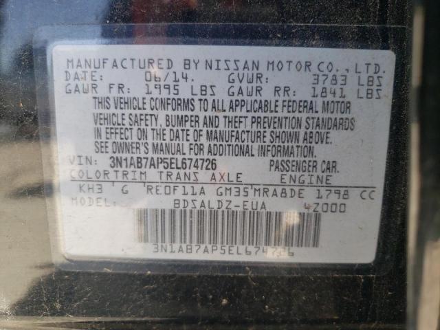 Photo 10 from auction – 2014 NISSAN SENTRA with VIN 3N1AB7AP5EL674726