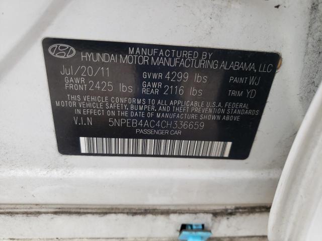 Photo 10 from auction – 2012 HYUNDAI SONATA GLS with VIN 5NPEB4AC4CH336659