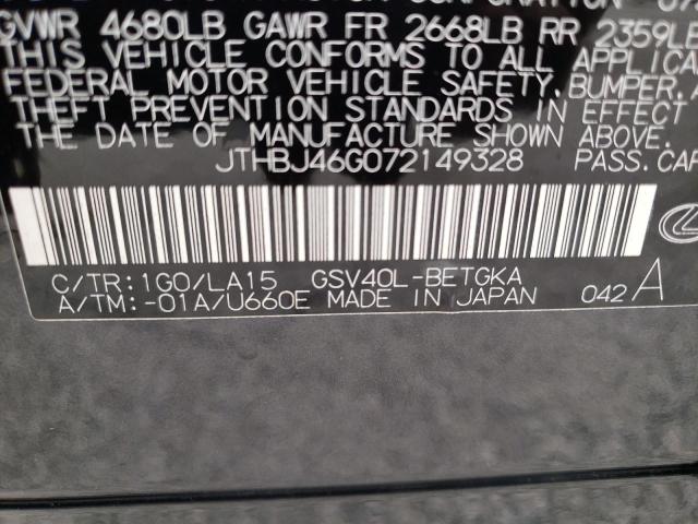 Photo 10 from auction – 2007 LEXUS ES 350 with VIN JTHBJ46G072149328