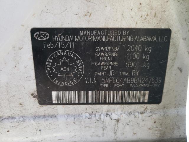 Photo 10 from auction – 2011 HYUNDAI SONATA SE with VIN 5NPEC4AB9BH247639