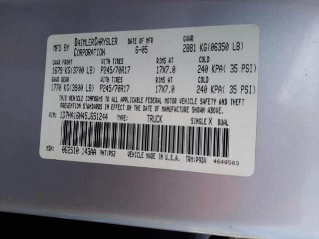 Photo 10 from auction – 2005 DODGE RAM 1500 S with VIN 1D7HA16N45J651244