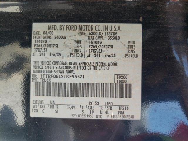 Photo 10 from auction – 2001 FORD F150 with VIN 1FTRF08L21KE95571
