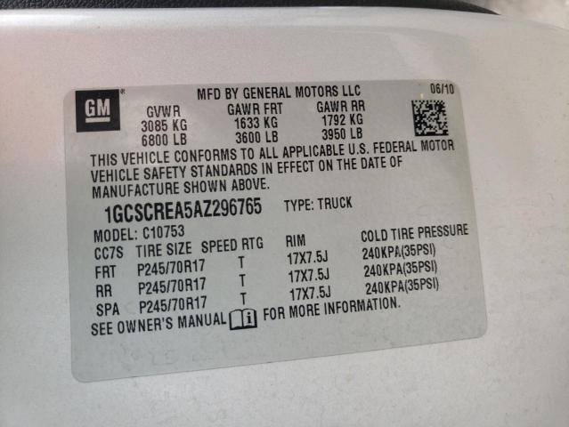 Photo 10 from auction – 2010 CHEVROLET SILVERADO with VIN 1GCSCREA5AZ296765