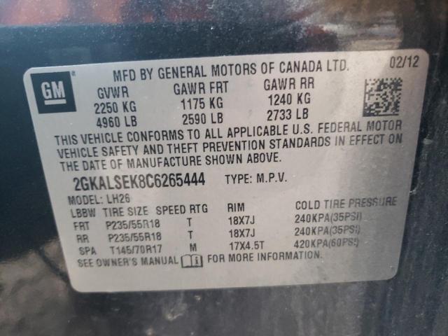 Photo 10 from auction – 2012 GMC TERRAIN SL with VIN 2GKALSEK8C6265444