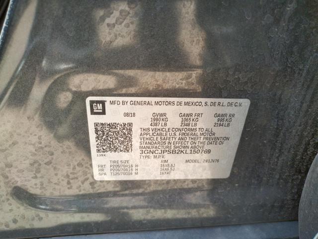 Photo 10 from auction – 2019 CHEVROLET TRAX 1LT with VIN 3GNCJPSB2KL150769