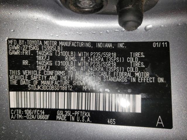 Photo 10 from auction – 2011 TOYOTA SIENNA LE with VIN 5TDJK3DC0BS018812