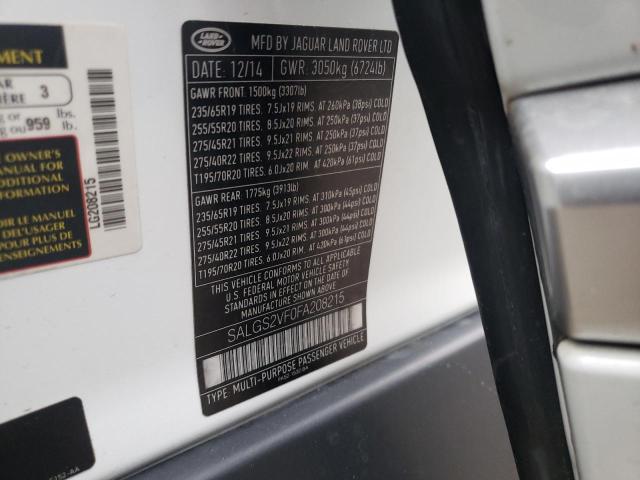 Photo 10 from auction – 2015 LAND ROVER RANGE ROVE with VIN SALGS2VF0FA208215