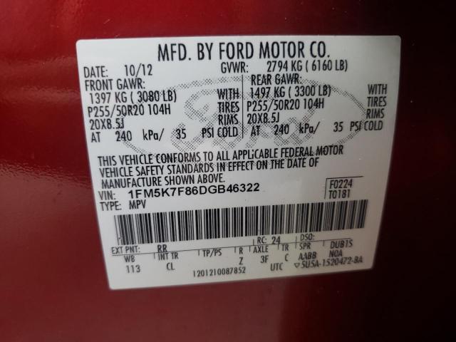 Photo 10 from auction – 2013 FORD EXPLORER L with VIN 1FM5K7F86DGB46322