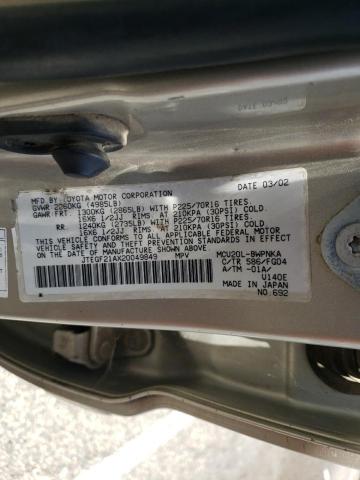 Photo 10 from auction – 2002 TOYOTA HIGHLANDER with VIN JTEGF21AX20049849