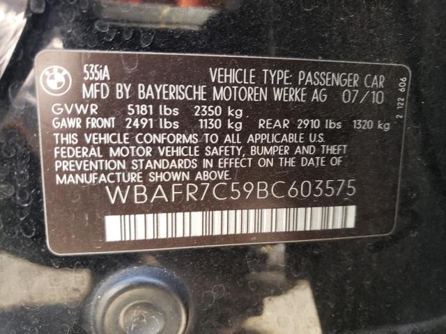 Photo 10 from auction – 2011 BMW 535 I with VIN WBAFR7C59BC603575