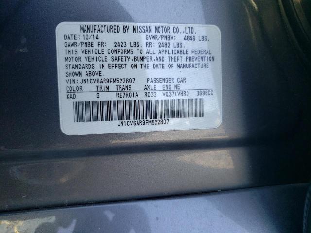 Photo 10 from auction – 2015 INFINITI Q40 with VIN JN1CV6AR9FM522807