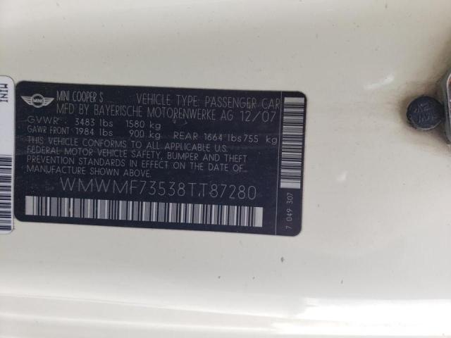 Photo 10 from auction – 2008 MINI COOPER S with VIN WMWMF73538TT87280