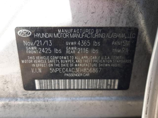 Photo 10 from auction – 2014 HYUNDAI SONATA SE with VIN 5NPEC4AC3EH856867