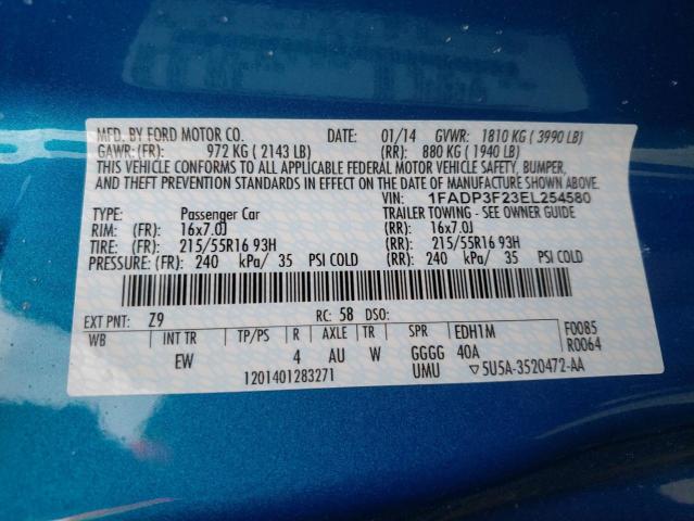 Photo 10 from auction – 2014 FORD FOCUS SE with VIN 1FADP3F23EL254580