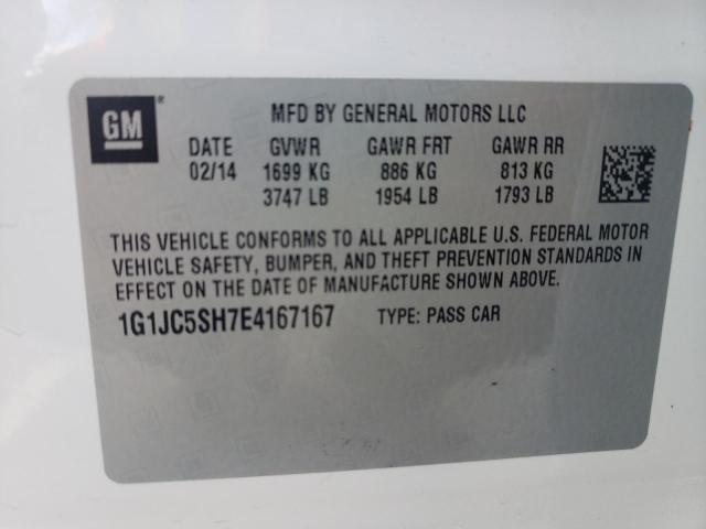 Photo 10 from auction – 2014 CHEVROLET SONIC LT with VIN 1G1JC5SH7E4167167
