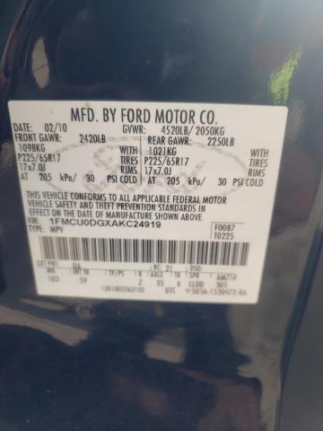 Photo 10 from auction – 2010 FORD ESCAPE XLT with VIN 1FMCU0DGXAKC24919