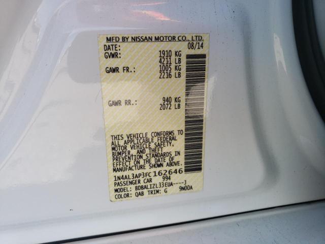 Photo 10 from auction – 2015 NISSAN ALTIMA 2.5 with VIN 1N4AL3AP3FC162646